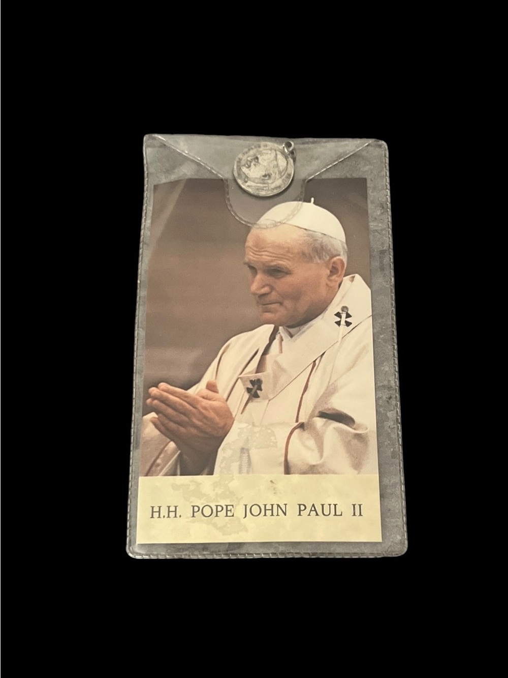 Vintage H.H. Pope John Paul II Silver Coin Medallion Pendant Italy Catholic